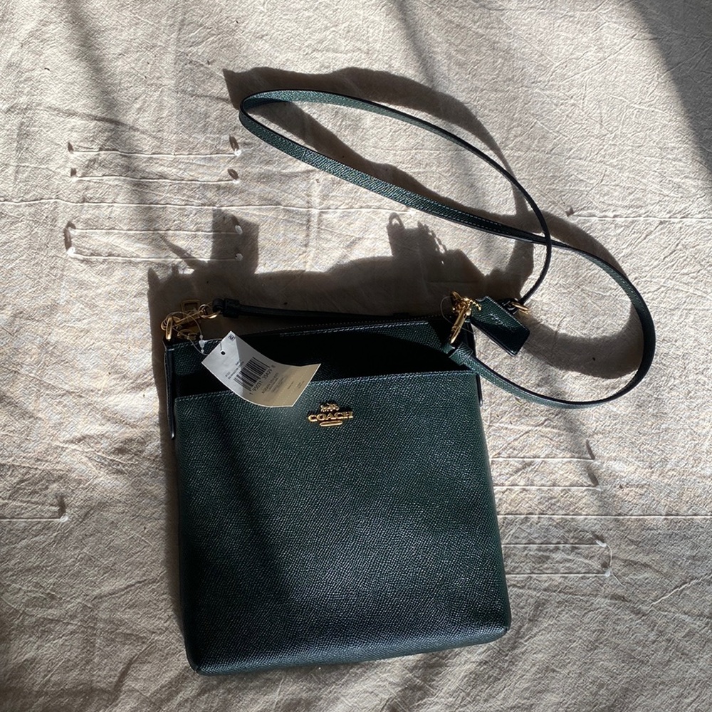 NWT COACH CE871 Mini Rowan File Bag in Crossgrain Leather in Everglade